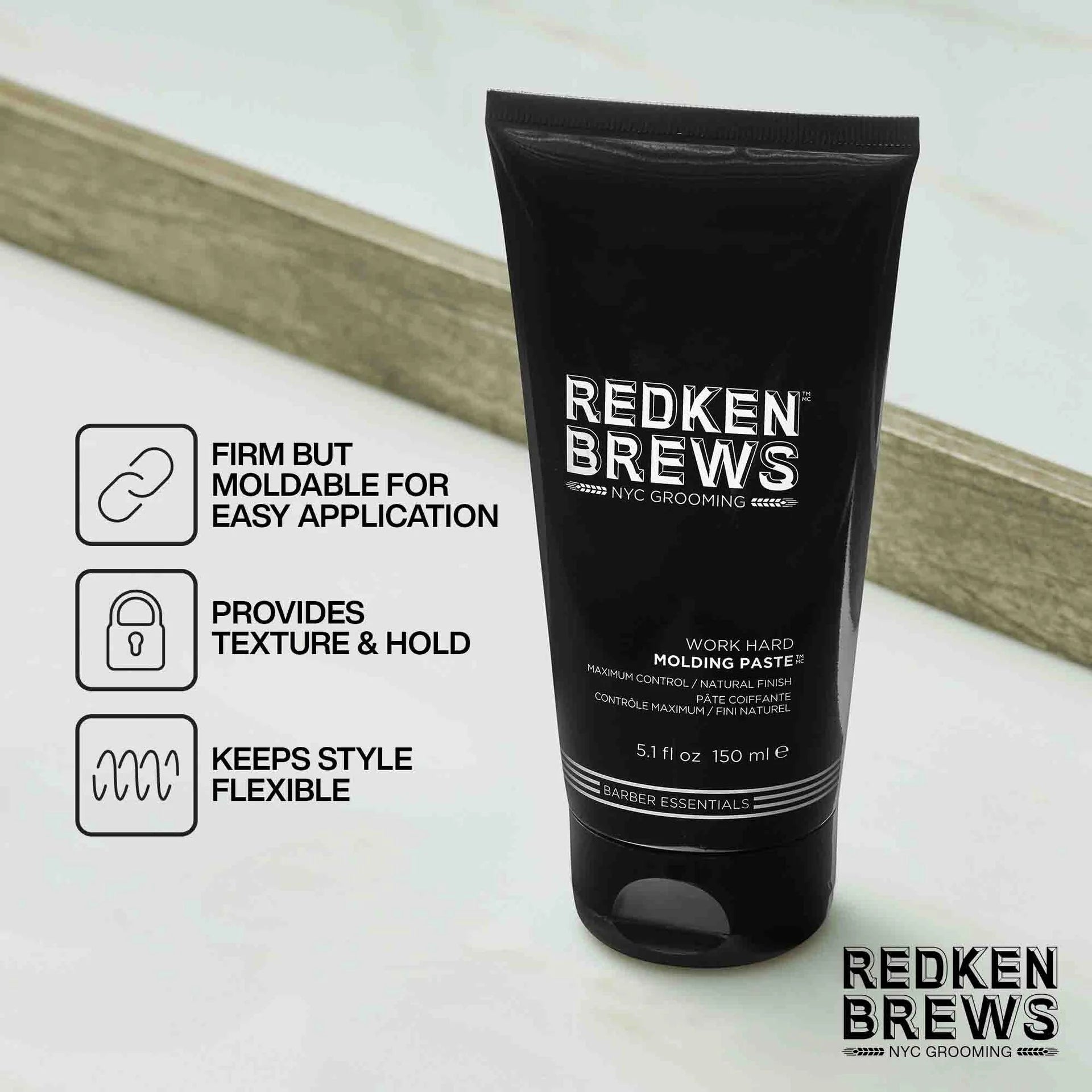 Redken Brews Work Hard Moulding Paste – view 2 | UKIYO Salon Wanaka